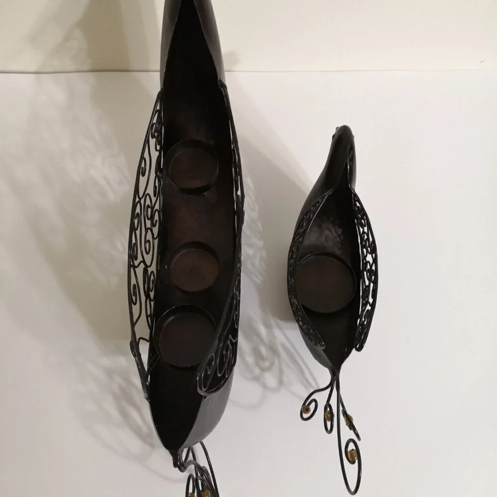 Pier 1 Metal‎ Artsy Bird Votive/ Tea Light Candle Holder Set of 2